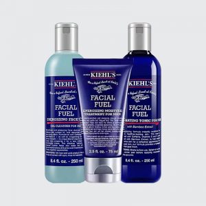 Kiehl's Men's skincare set, lotion, facial cleanser, toner, moisturizing three piece set